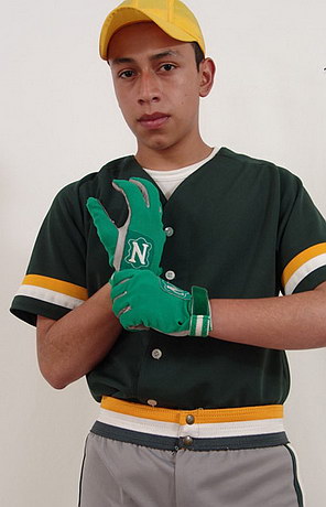 young boy in baseball uniform